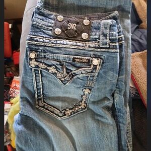 Miss Me Women's Boot Cut Jeans - Blue with Embellishments